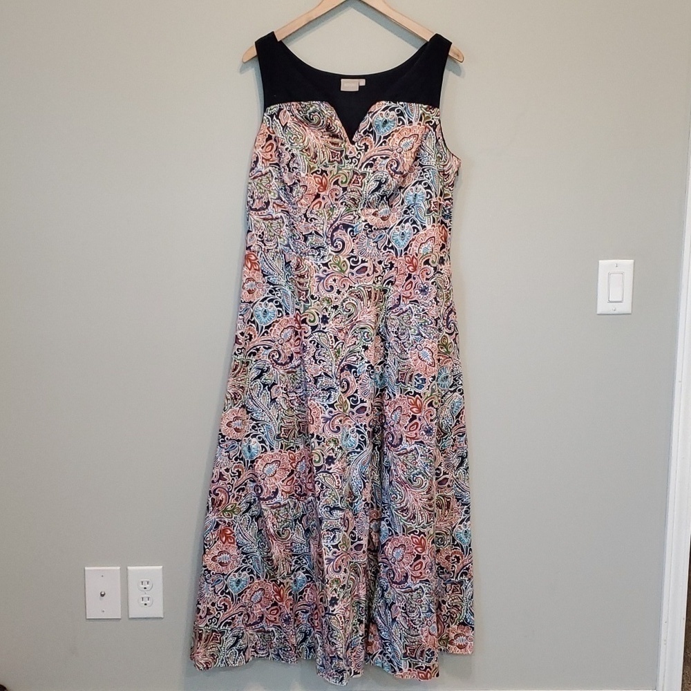 Eshakti Womens V neck Floral Sleeveless Maxi dress sz 1X/18W